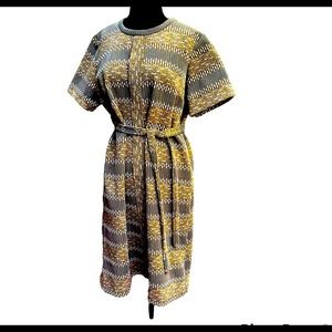 Vtg Boho Tribal Thick Knit Belted Dress